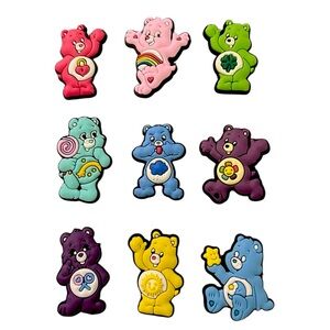 Care Bears Shoe Charm Set - Pink, Green, Blue, Purple, Yellow